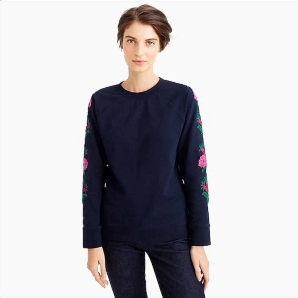 J Crew Black Label floral embroidered sweatshirt